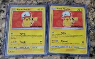 (2×) Ash’s Pikachu " I Choose You " Black Star Pokémon Movie Promo Card Sm109