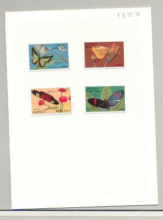 Eritrea 1997 Butterflies 4v & 1v M/s Of 9 & 1v S/s Chromalin Proofs Mounted