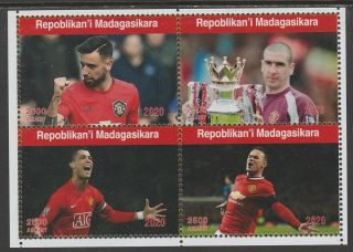909392 Madagascar 2020 Manchester United Football Perf Sheet Of 4 Values Mnh
