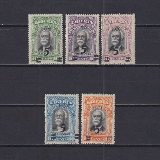 Liberia 1920,  Sc 178 - 182,  Overprint,  People,  Mh