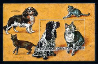 [93772] Central African Rep.  1986 Pets Dogs Cats Imperf.  Sheet Mnh