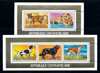 [93779] Central African Rep.  1986 Pets Dogs Cats Miniature Sheets Mnh