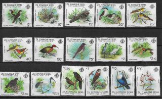 Seychelles Zil Elwagne Sesel 1983 Birds Set To 20r Mnh