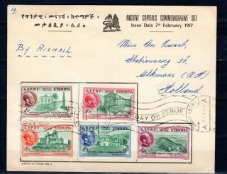 Ethiopia 1957 Ancient Capitals Fdc First Day Cover To Netherlands Holland
