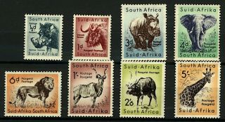South Africa 1959 Wild Animals Wmk Coat Of Arms ½d To 5/ - Sg170/7 (8v) Um Stamps