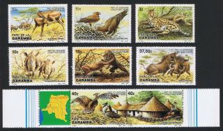 Zaire Birds Wild Animals Garamba 6v,  Strip Of 2v With Margins 1984 Mnh