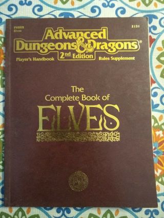 The Complete Book Of Elves Ad&d 2nd Edition Tsr 2131 D&d