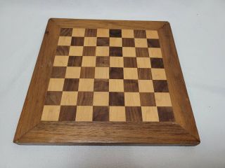 Vintage Wood Chess Checkers Game Board 10 " X 10 "