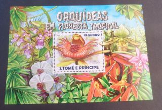 St Thomas & Prince Island 2015 Tropical Orchid Flower Ms Mnh Um Unmounted