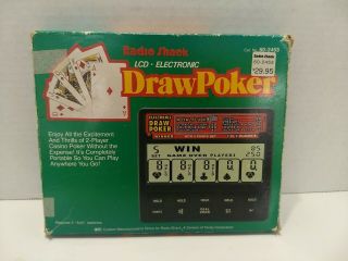 Vintage Radio Shack Lcd Electronic Hand Held Travel Portable Draw Poker