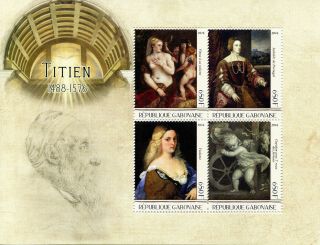 Gabon 2016 Mnh Titian Titien 4v M/s Art Paintings Stamps
