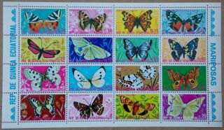 1975 Butterflies Mnh Miniature Sheet From Equatorial Guinea