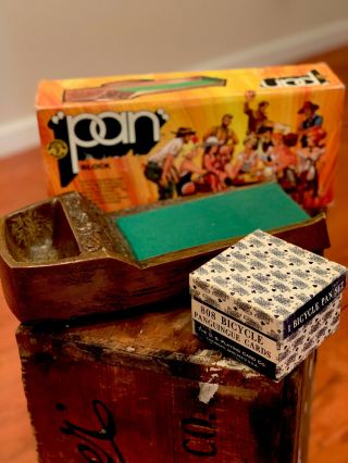 1973 Panguingue Cards & Pan Revolving Block Game.  Old West Saloon Card Game