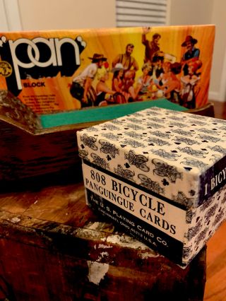 1973 Panguingue Cards & Pan Revolving Block Game.  Old West Saloon Card Game 2