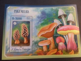 St Thomas & Prince Island 2014 Fungi Mushrooms Ms Mnh Um Unmounted