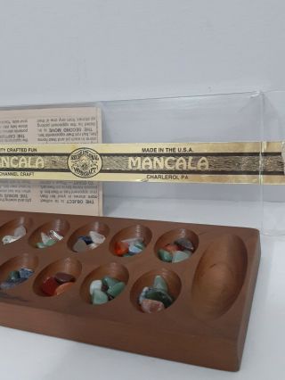 Channel Craft Classic Mancala Wooden & Stone Slider Board Game USA Made Small 3