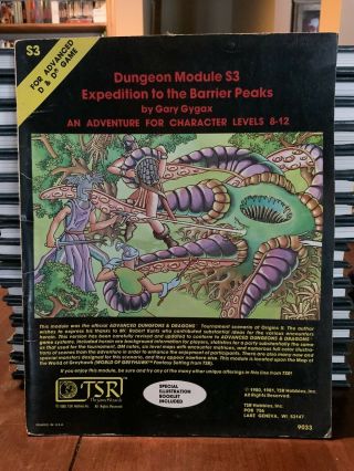 Vintage Dungeons And Dragons Module S3 Expedition To The Barrier Peaks