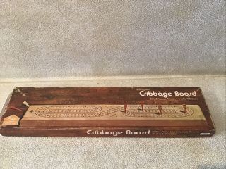 Vtg 1974 E.  S.  Lowe Milton Bradley Continuous Track Wooden Cribbage Board 1505