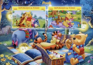 Chad Disney Stamps 2016 Mnh Winnie The Pooh Bear Tigger Cartoons Animation 2v Ms