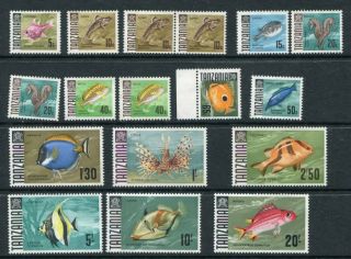 Tanzania 1967 - 71 Marine Life Fishes Mnh To 20s 17 Stamps