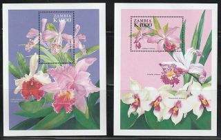 Zambia 1998 Sc 764 - 65 Orchids 2 S/s Mnh (54559)