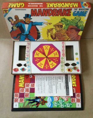 Mandrake The Magician Board Game,  1966,  Transogram,  Complete,  Based On Comic Strip