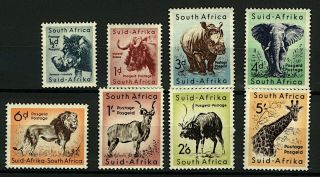 South Africa 1959 Wild Animals Wmk Coat Of Arms ½d To 5/ - Sg170/7 (8 Stamps