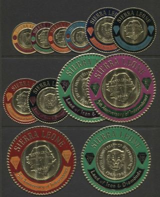 Sierra Leone - 1966 Circular Gold Coinage Foil Set Um (mnh) Sg.  398 - 409 (ref.  A7)