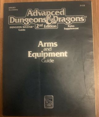 Ad&d 2nd Edition Arms And Equipment Guide Roleplaying Rpg Book 2123 Tsr