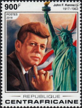 Jfk: Usa President John F.  Kennedy Statue Of Liberty / Us Flag Stamp (2018)