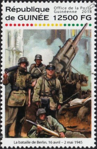 Wwii 1945 Battle Of Berlin German Army Soldiers Flak 40 Anti - Aircraft Gun Stamp
