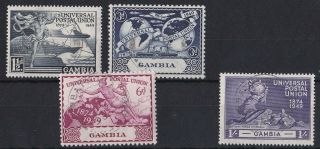 Auct724) Gambia 1949 Upu,  Set Of 4,  Cto,  Hinged