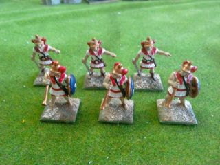 - 25/28mm Nicely Painted Metal Ancient Macedonian/greek Command Figures X6