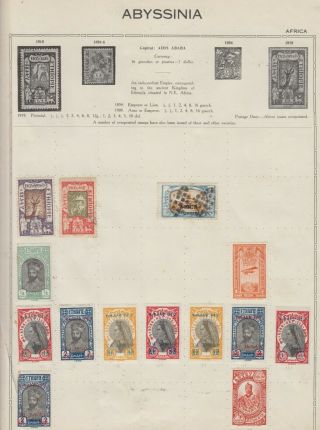 G50 A Page Of Very Old Stamps From Abyssinia Ethiopia From Rapkin Album