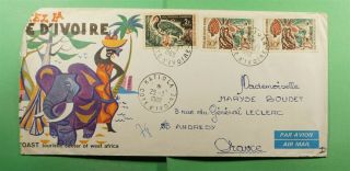 Dr Who 1969 Ivory Coast Katiola Airmail To France Tourism Cachet F66460