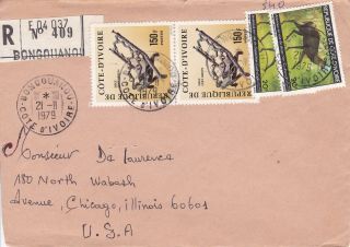 Bd808) Ivory Coast 1979 Registered Cover To Usa