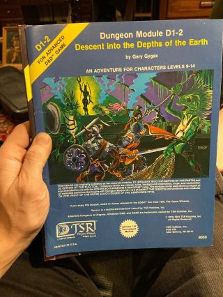 Advanced Dungeons Dragons Module D1 - 2 Descent Depths Of The Earth D&d 1981