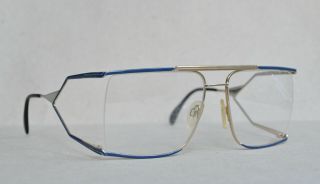 NOS Vintage Neostyle Nautic 6 gold - blue eyeglasses frame 80 ' s 2