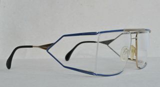 NOS Vintage Neostyle Nautic 6 gold - blue eyeglasses frame 80 ' s 3