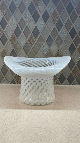 Fenton French Opalescent Art Glass Spiral Optic Top Hat Vase