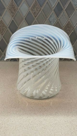 Fenton French Opalescent Art Glass Spiral Optic Top Hat Vase 2
