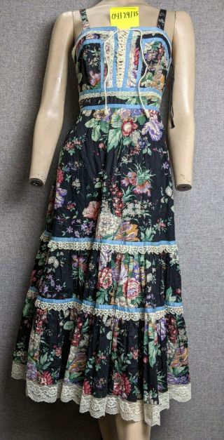 Vintage Prairie Boho Homespun Gunne Sax Style Dress 100 Cotton 13