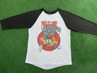 Vintage 80s 1985 Motley Crue Theatre Of Pain World Concert Tour T Shirt Raglan L