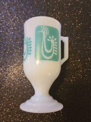 Rare Pyrex Vintage Turquoise Blue Amish Rooster Goblet Tall Mug Cup