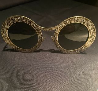Ultra Rare 1969 Vintage Christian Dior Gypsy Sunglasses Black/gold