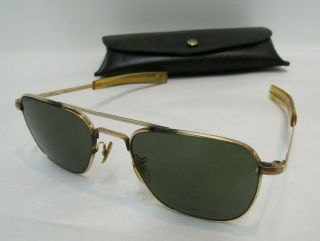 Vintage American Optical Ao Aviator Pilot Sunglasses 1/10 12k Gf 5 1/2,  Case Ni