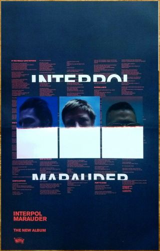 Interpol Marauder 2018 Ltd Ed Rare Poster Display,  Indie Rock Poster