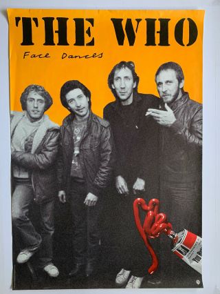 1981 The Who Face Dances Promotional Poster 27” X 39” Goldshower Rare