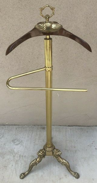 Louis Xvi? Brass Suit Valet Butler Stand Clothes Rack Hanger Lions Head Italy?