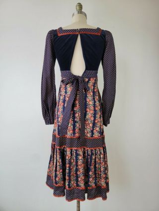 Vintage Gunne Sax cabbage rose corset bodice midi dress,  Prairie XS Size 5 1970s 4
